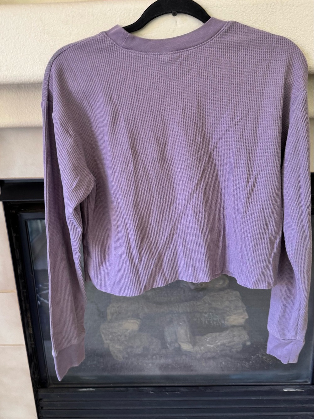 Wild Fable Lavender Waffle Knit Crop Top Women’s Small Long Sleeve Thermal Shirt - Picture 4 of 4